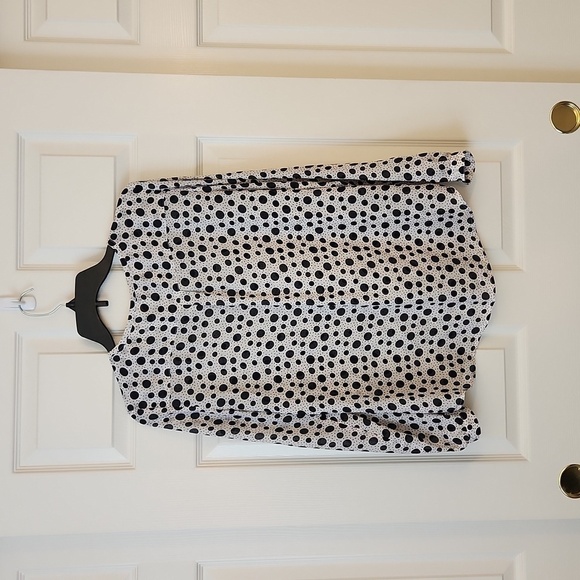 Loft Long Sleeve White with Black Polka Dots Blouse Size S - Picture 7 of 8